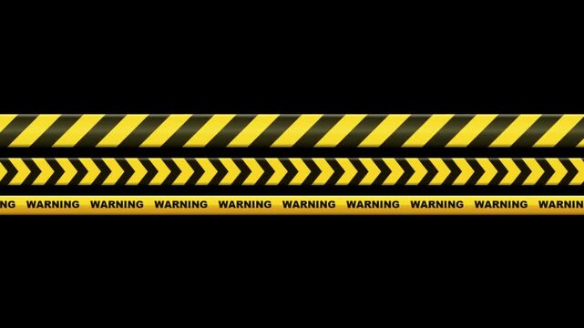 Animation warning line looping video, hazard stripes, Warning Sign Tape 4k Stock Video