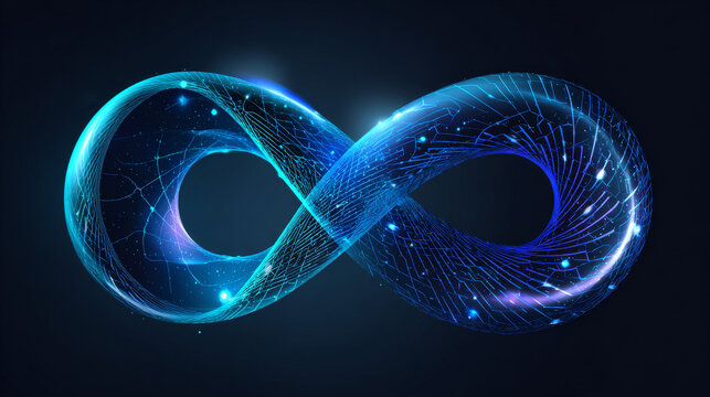 Artificial intelligence with chain link network twisted infinity technology Analysis logo vector design concept. AI technology logotype symbol for advance technology, tech company, ui, online network.