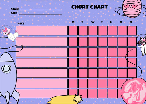Girls Space-Themed Chore Chart Template