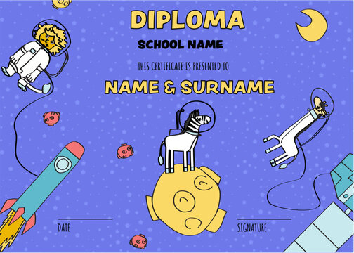 Kids Space Diploma Certificate Template