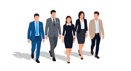 Obraz premium Isometric Business Team Walking Together Teamwork Concept