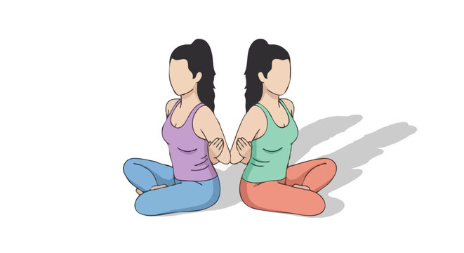 Isometric Couple Yoga Partner Exercise Wellness Concept