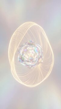 Glowing quantum computing node loop processing data in futuristic AI neural network concept