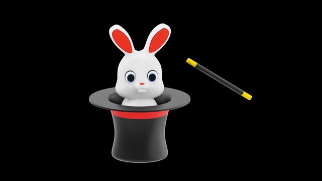 3D Magic Hat Rabbit Reveal Trick | Alpha Channel