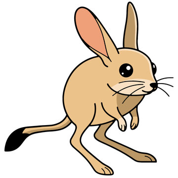Cute Desert Jerboa Jumping Clipart Isolated on a Transparent Background