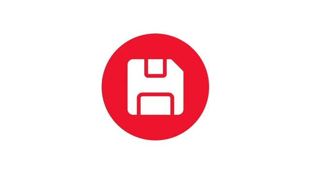 Red Save Icon Floppy Disk Background Animation Loop