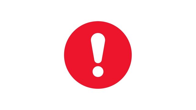 Red Warning Icon Exclamation Mark Animation Loop Background