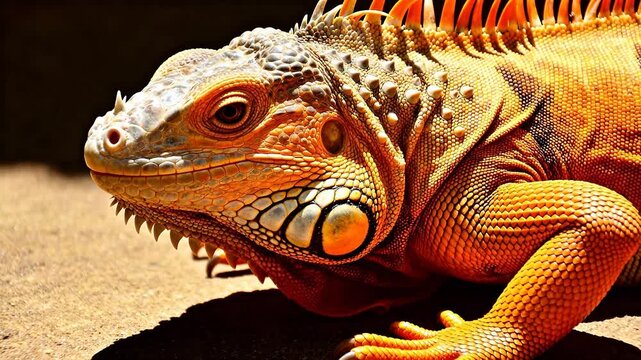 Closeup of a colorful lizard