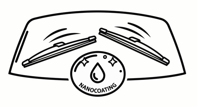 Windshield wipers with nano coating droplet symbol for clean car glass