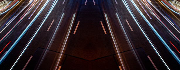 Fototapeta premium car lights trails on road