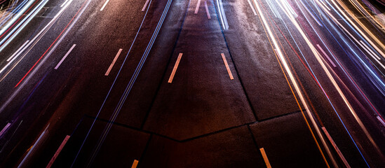 Fototapeta premium car lights trails on road