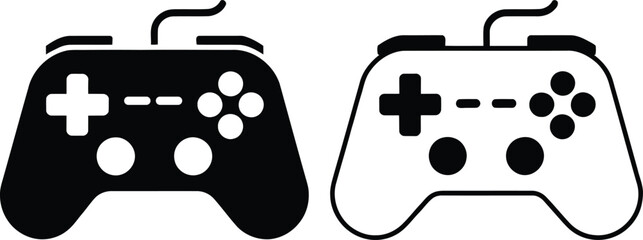Two different video game controllers side by side in black and white illustration © Tusher