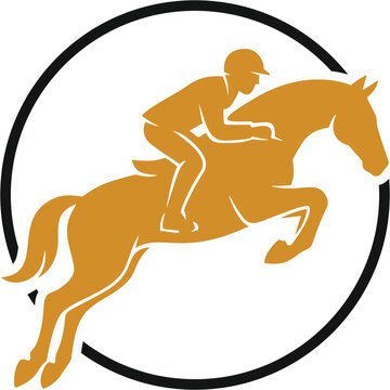 black illustration of a man riding a horse jumping	