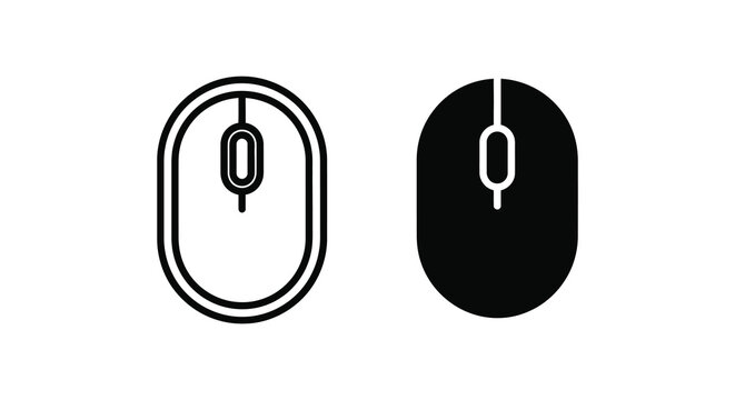 Two computer mice designs one light and one dark in graphic silhouette