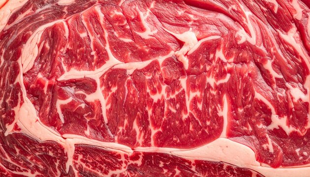 Raw marbled beef texture with visible fat and muscle pattern