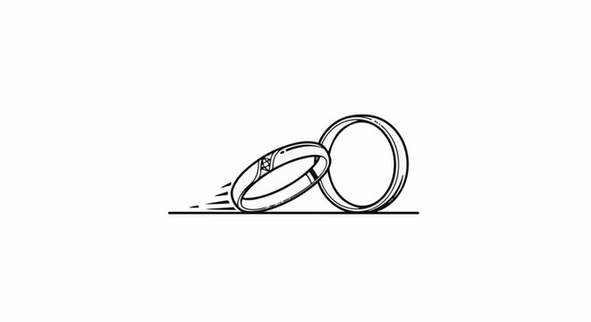 Two flying discs, one with motion lines, in a simple black and white illustration