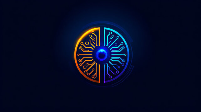 Artificial intelligence Abstract Circle Technology Analysis logo vector design concept. AI technology logotype symbol for search, check, examine, audit, follow, controller, verify, survey concept.