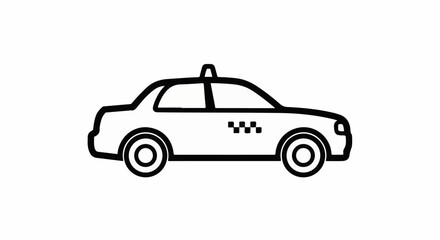 Fototapeta premium Stylized outline of a yellow checkered taxi cab with roof light