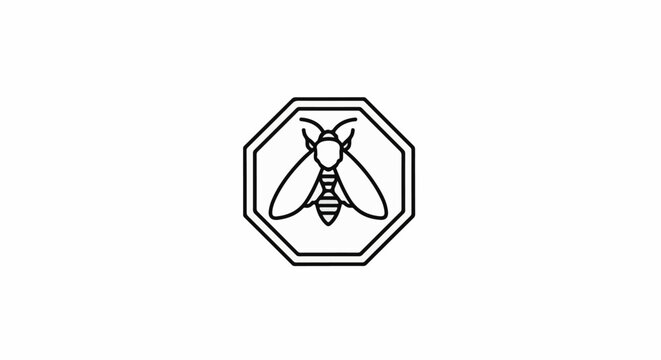 Stylized line drawing of a moth or butterfly within an octagon