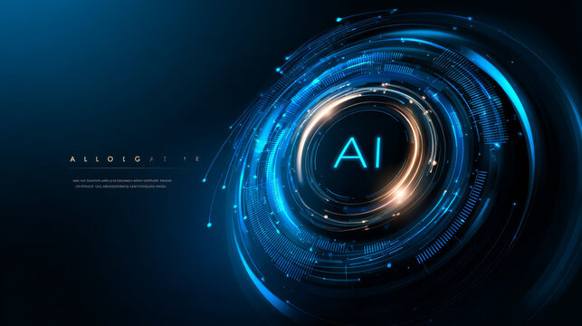 Artificial intelligence with letter AI in Abstract Technology Circle Wave Moving Analysis vector design concept. AI technology for advance technology, robotic, web, new technology, ui, business.