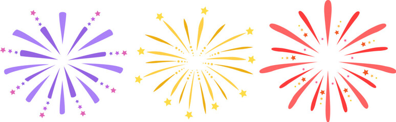 Naklejka premium Colorful fireworks with stars and sparks