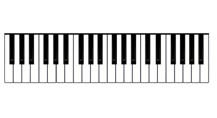 Fototapeta premium Black and White Piano Keyboard Keys Isolated on White Background