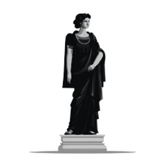 Fototapeta premium Vintage black halftone dot pattern roman goddess statue illustration for historical art designs and classic cultural projects that make sells