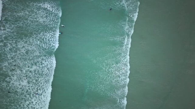 Aerial shots of Incoming Waves. Muizenberg Beach, Cape Town