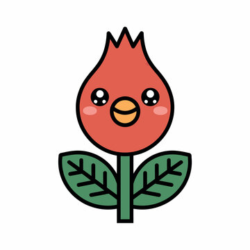 Red cardinal flower illustration, lobelia cardinalis floral vector in flat style