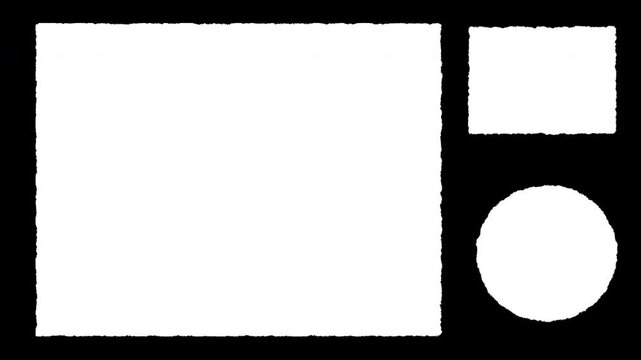 Animated Geometric Frames Promo Grid With Glitch Transition On Black