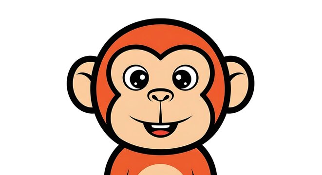 Cartoon monkey face closeup smiling.