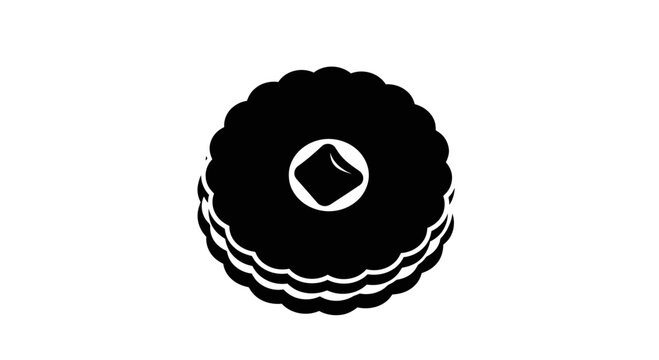 Round Cookie with Cream Filling Icon, Simple Vector Illustration
