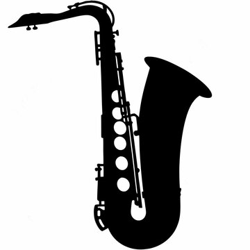 tenor saxophone silhouette illustration for music instrument jazz performance and sound design