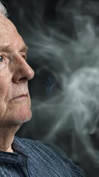 Elderly man feeling profound longing, remembering a deceased loved one, experiencing deep separation pain, soul suffering and sadness, vivid astral memories, spiritual connection