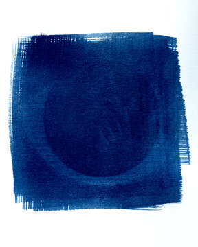 Dark blue cyanotype texture with rough brush edges on paper