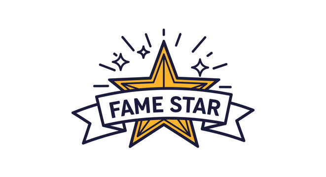 Golden Star Emblem Representing Achievement Recognition Success and Outstanding Performance With Sparkle Accents And Banner Graphic
