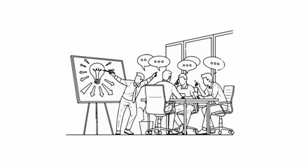 Obraz premium Team brainstorming session with idea presentation