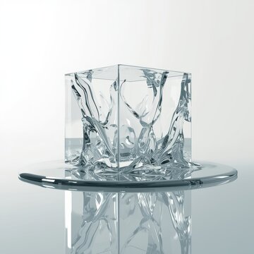 close up of ice cube on transparent background