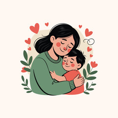 Obraz premium Mother's Love Vector Illustration for Mother's Day
