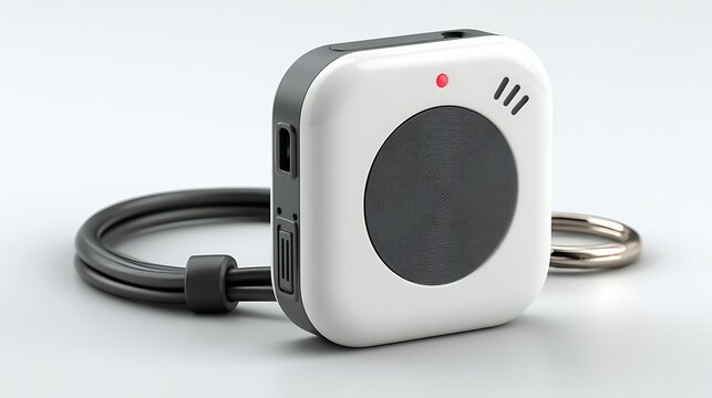 Smart tracking device with keychain ring closeup high resolution photo