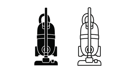 Two black and white illustrations of a modern upright vacuum cleaner design © Rakib