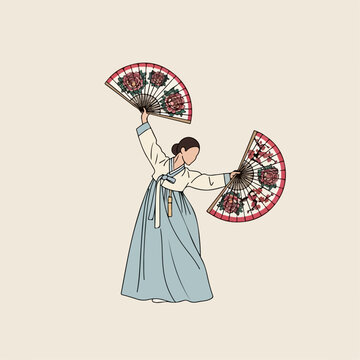 flat illustration of buchae dance