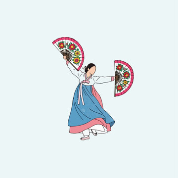 flat illustration of buchae dance