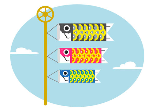 五月晴れの空と元気に泳ぐ鯉のぼり