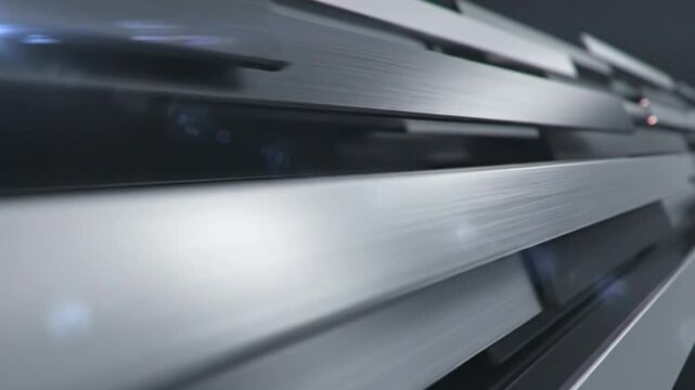 Abstract metallic rectangles background animation with brushed silver surfaces, modern art concept design.