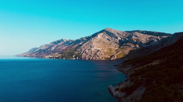 Aerial view of the Makarska Riviera coastline, Croatia, Adriatic Sea