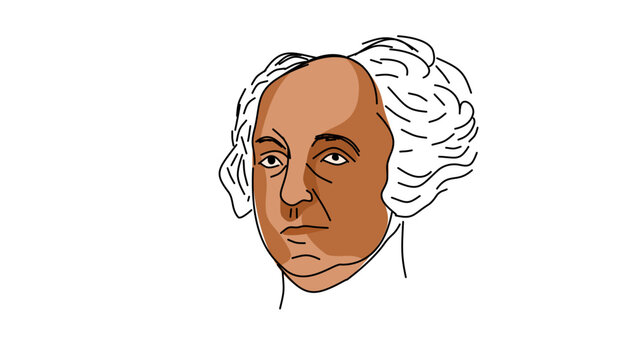 John Adams portrait, flat vector illustration