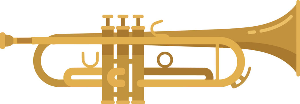 Shiny trumpet in polished brass finish close up.