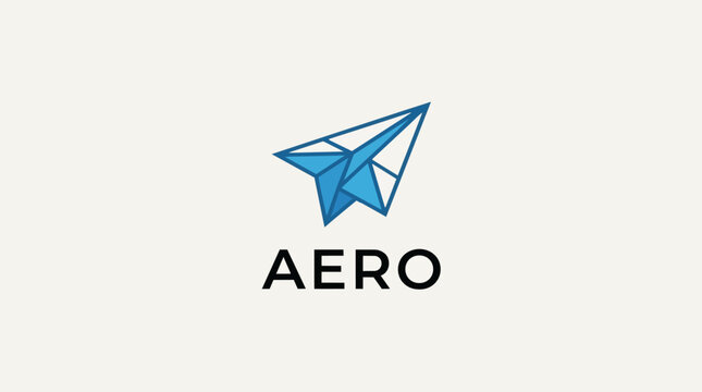 Blue Geometric Paper Airplane Logo.