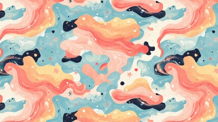 Family Colorful abstract cloud pattern with pastel shades and whical star accents for creative design digital nomad family home office